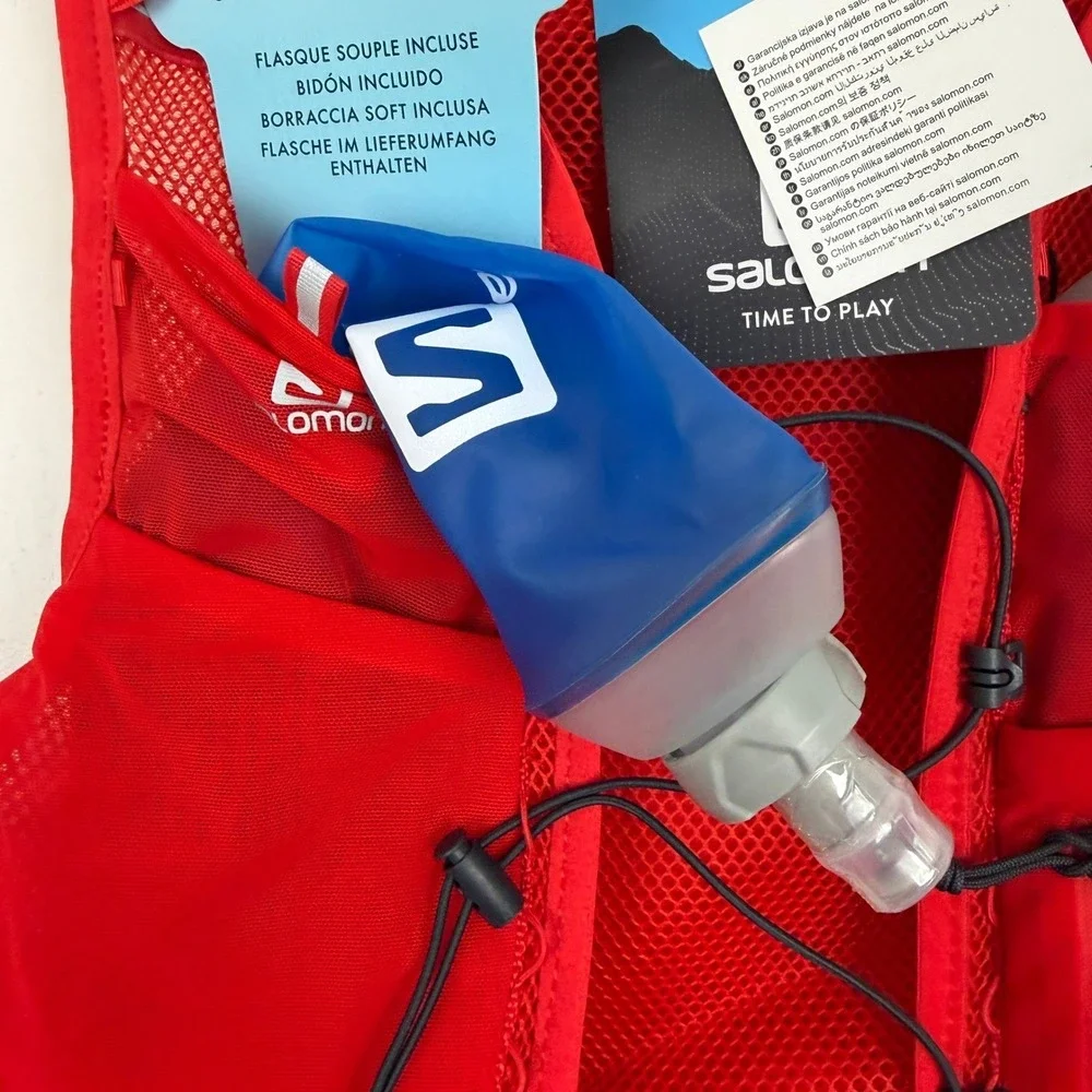 NEW Salomon ADV Hydra Vest 4 Hydration Running w/ 2 500ml Flasks Red Unisex L